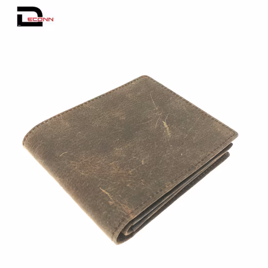 Intera vendita Timbro Logo Logo in metallo Stampa Portafoglio in vera pelle per uomo